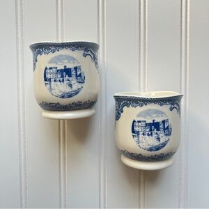 Johnson Brothers Old Britain Castles Blue Votive Candle Holders Set of 2